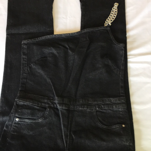 WeWoreWhat Asymmetrical Jumpsuit Black Denim 12 - Picture 4 of 11